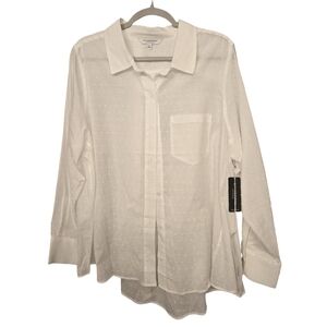 NWT Liverpool White Swiss Dot Button Down Shirt